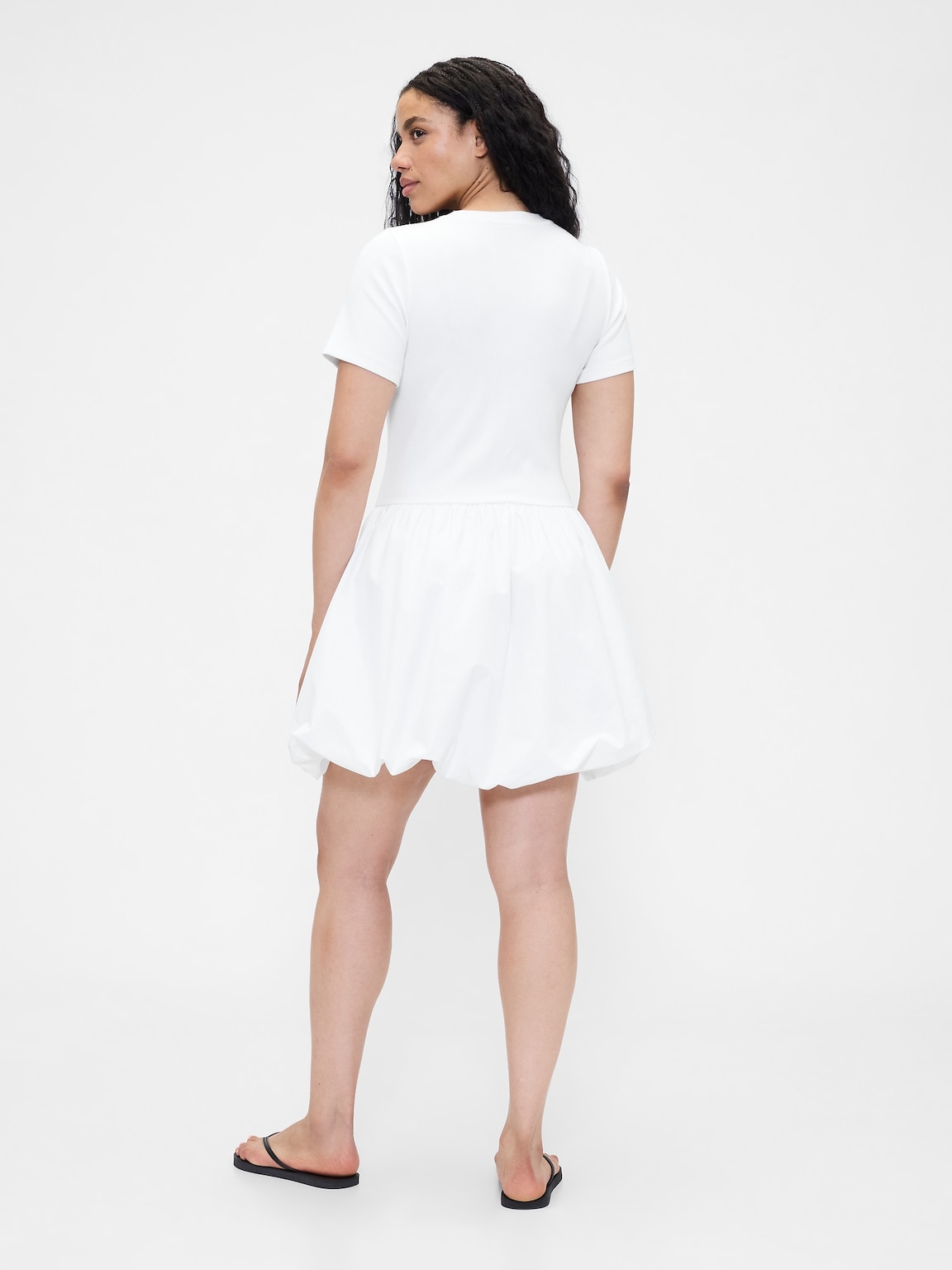 Modern Mixed Media Bubble Mini Dress