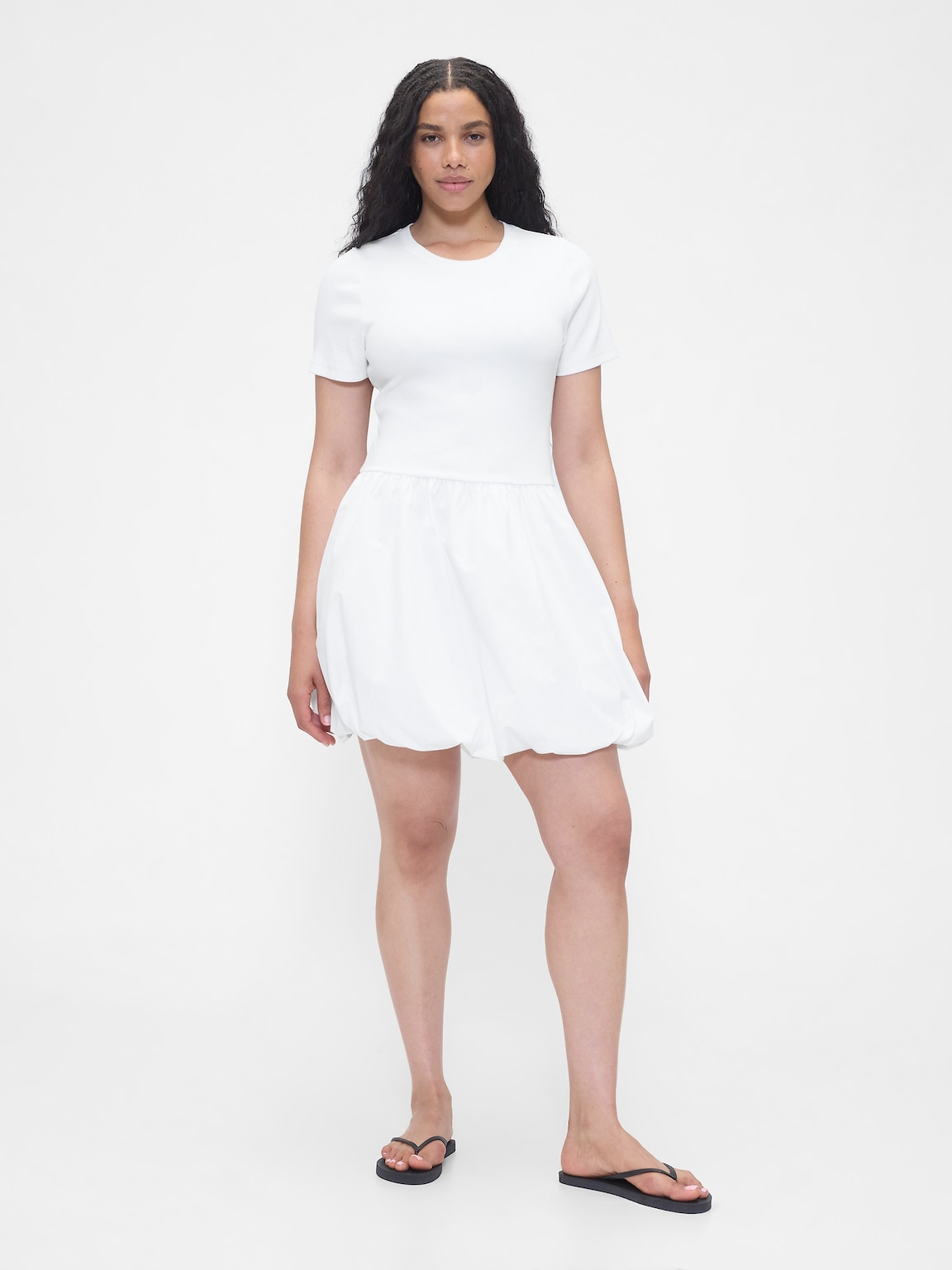 Modern Mixed Media Bubble Mini Dress