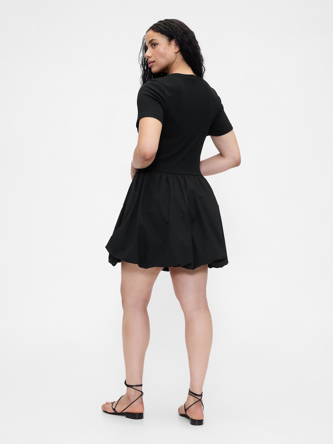 Modern Mixed Media Bubble Mini Dress