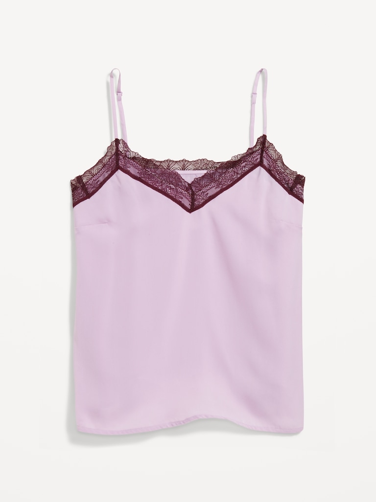 Lace-Trim Satin Cami Top