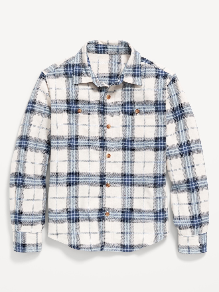 Long-Sleeve Pocket Plaid Flannel Shirt for Boys