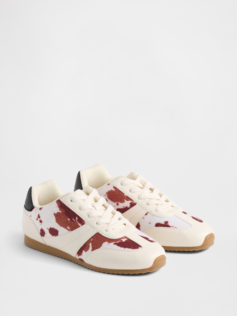 Kids Cow Print Sneakers