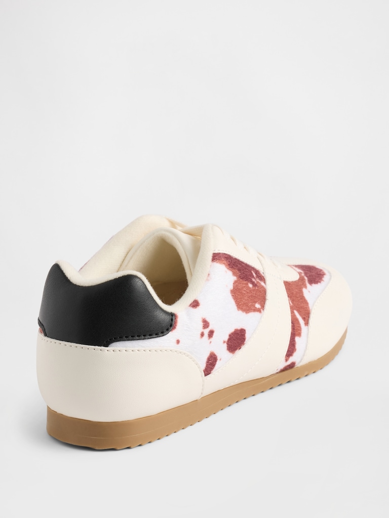Kids Cow Print Sneakers