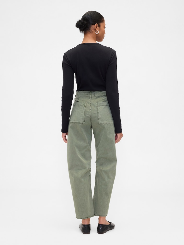 High Rise Barrel Khakis