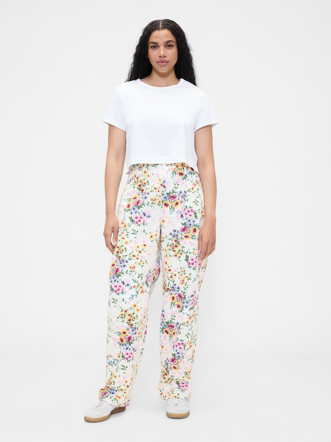 High Rise Floral Barrel Jeans
