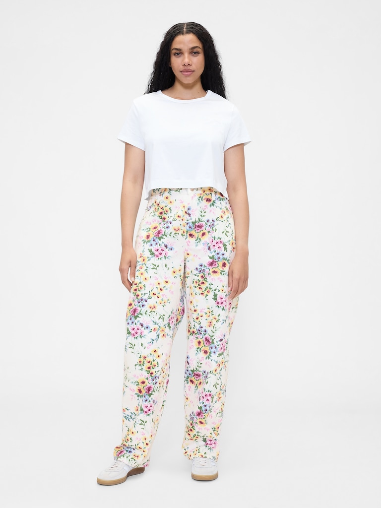 High Rise Floral Barrel Jeans