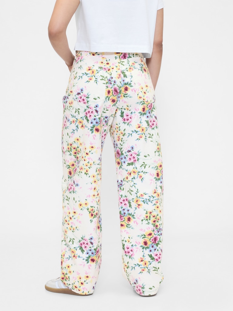 High Rise Floral Barrel Jeans