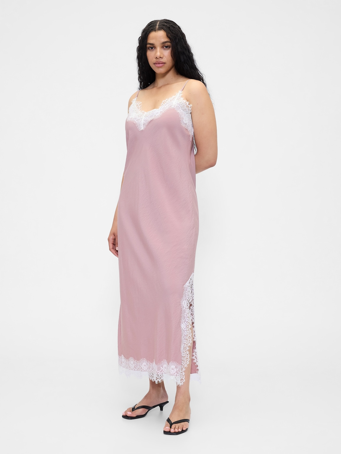 Lace-Trim Maxi Slip Dress
