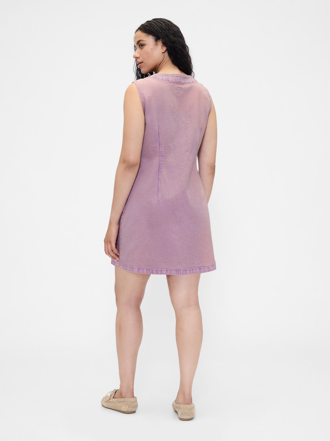 Denim V-Neck Mini Dress