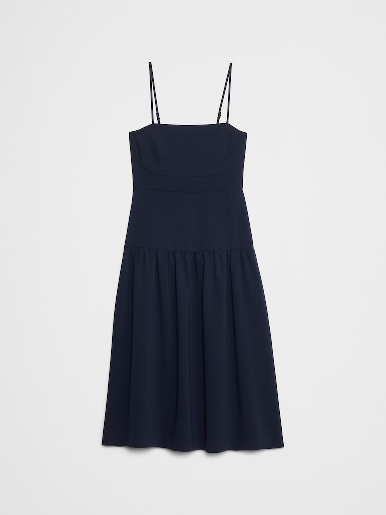 Strappy Structured Drop-Waist Midi Dress