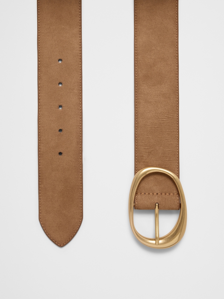 Vegan Suede Organic Buckle Wide Belt