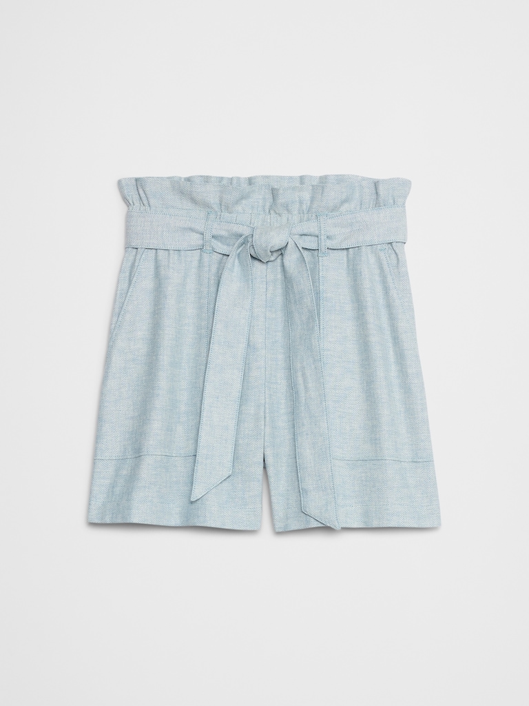 Linen-Blend Tie-Waist Short