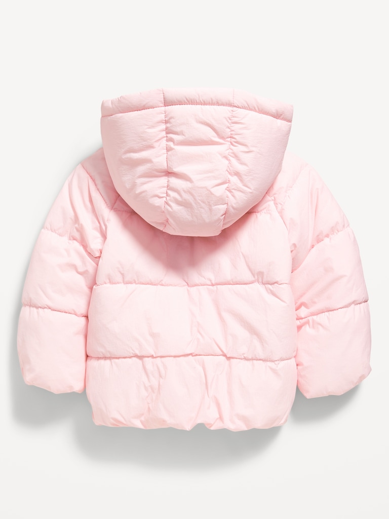 Water-Resistant Embroidered Puffer Jacket for Toddler Girls