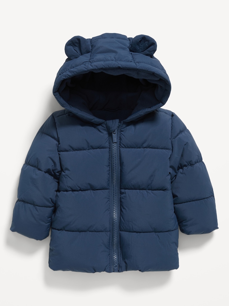 Water-Resistant Hooded Critter Puffer Jacket for Baby