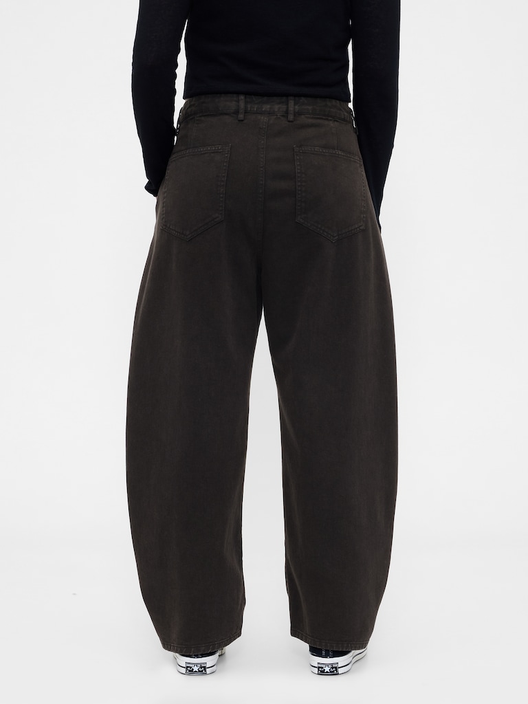 Mid Rise Twill Barrel Pants