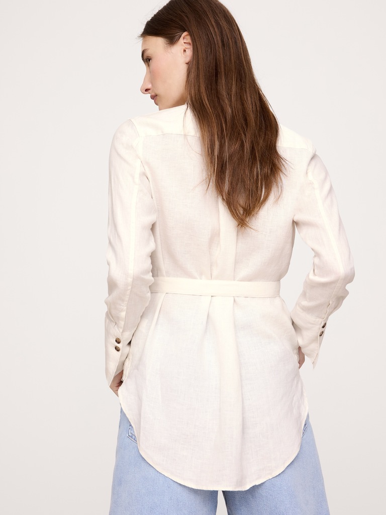 Linen Belted Tunic Shirt