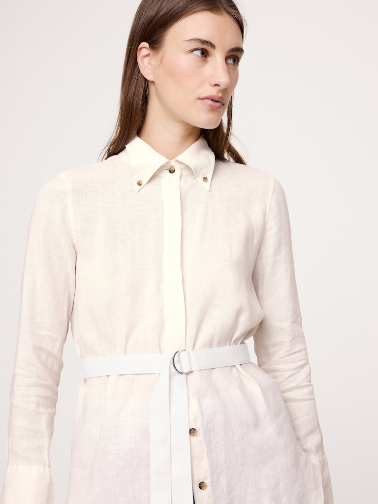 Linen Belted Tunic Shirt