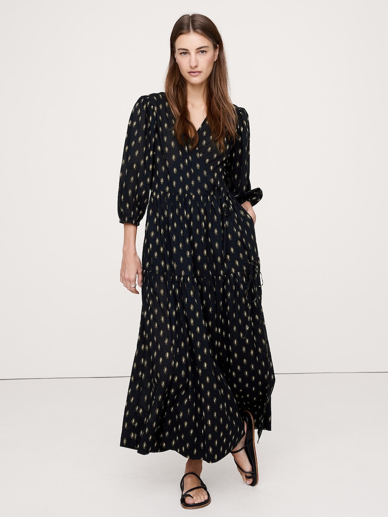 Cotton Wrap Maxi Dress