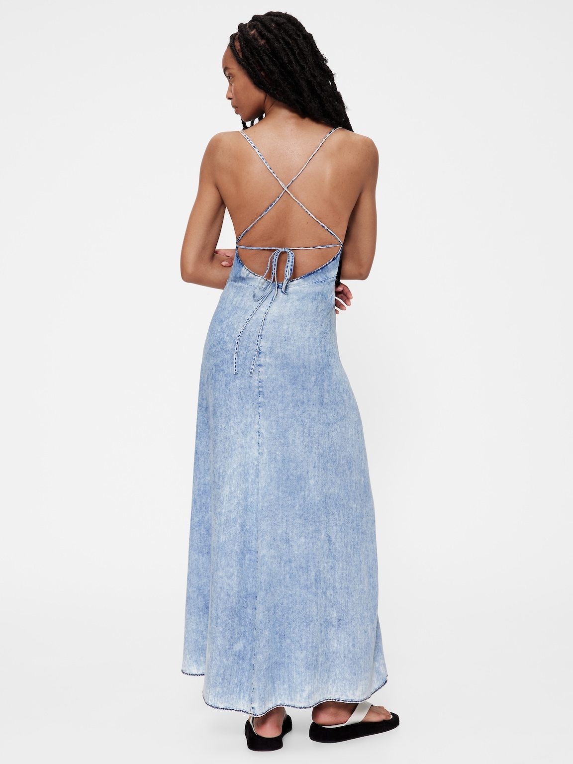 GapStudio Draped Denim Slip Maxi Dress