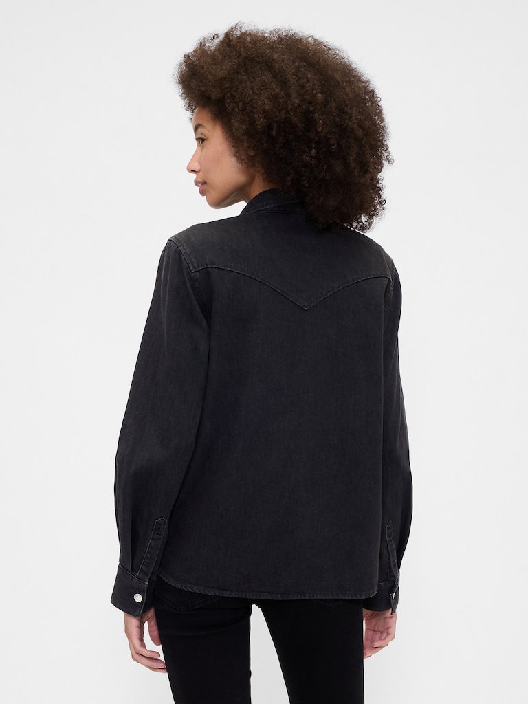 Relaxed Denim Western Shirt