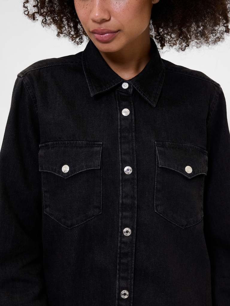 Relaxed Denim Western Shirt