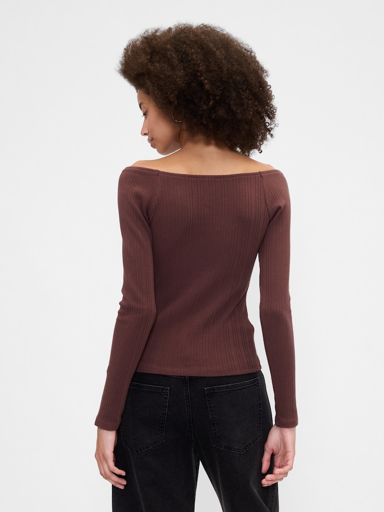 Ribbed Boatneck Top
