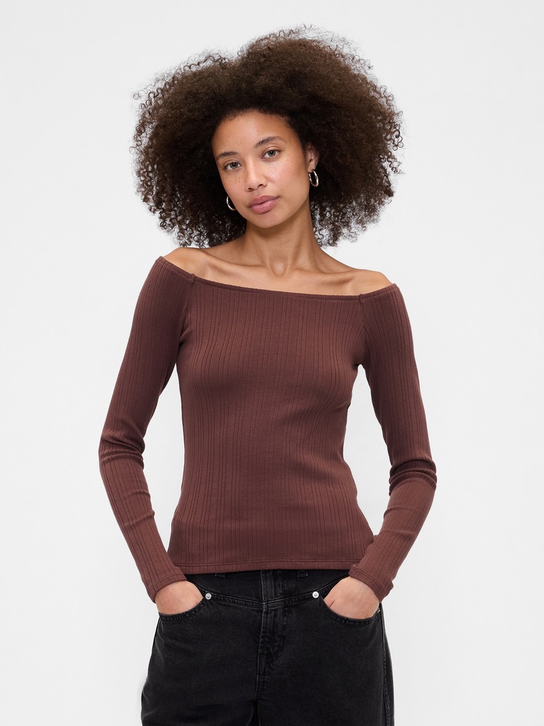 Ribbed Boatneck Top