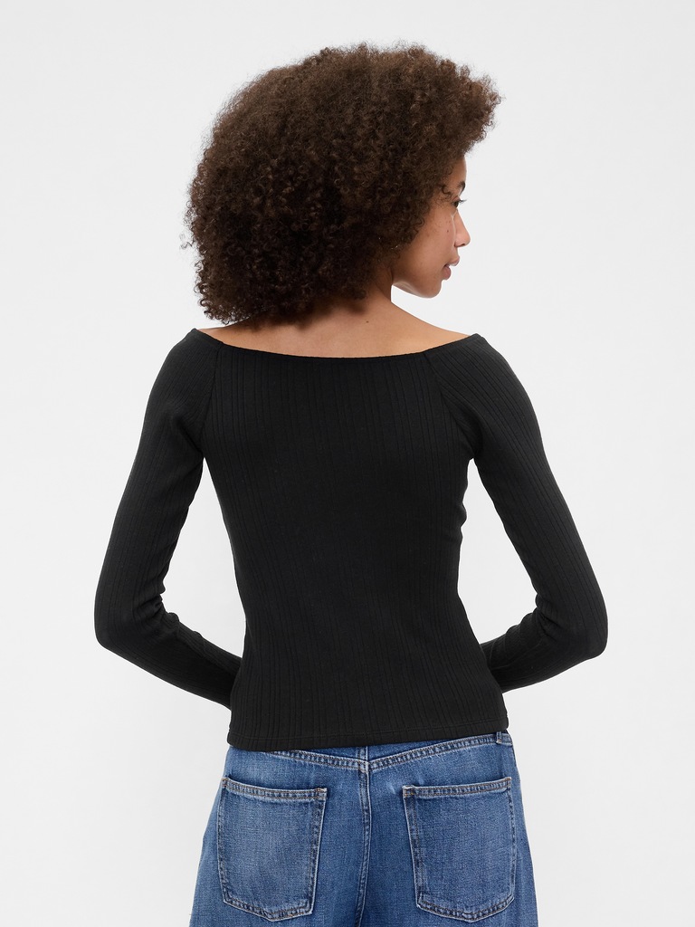 Ribbed Boatneck Top