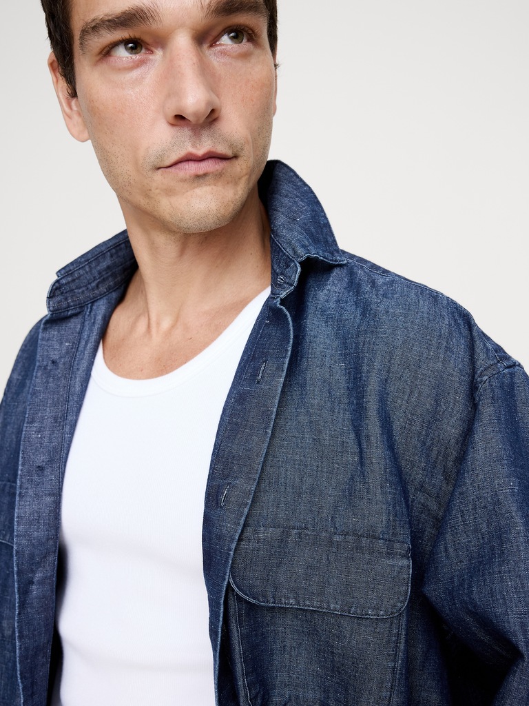 Oversized Cotton-Hemp Chambray Shirt