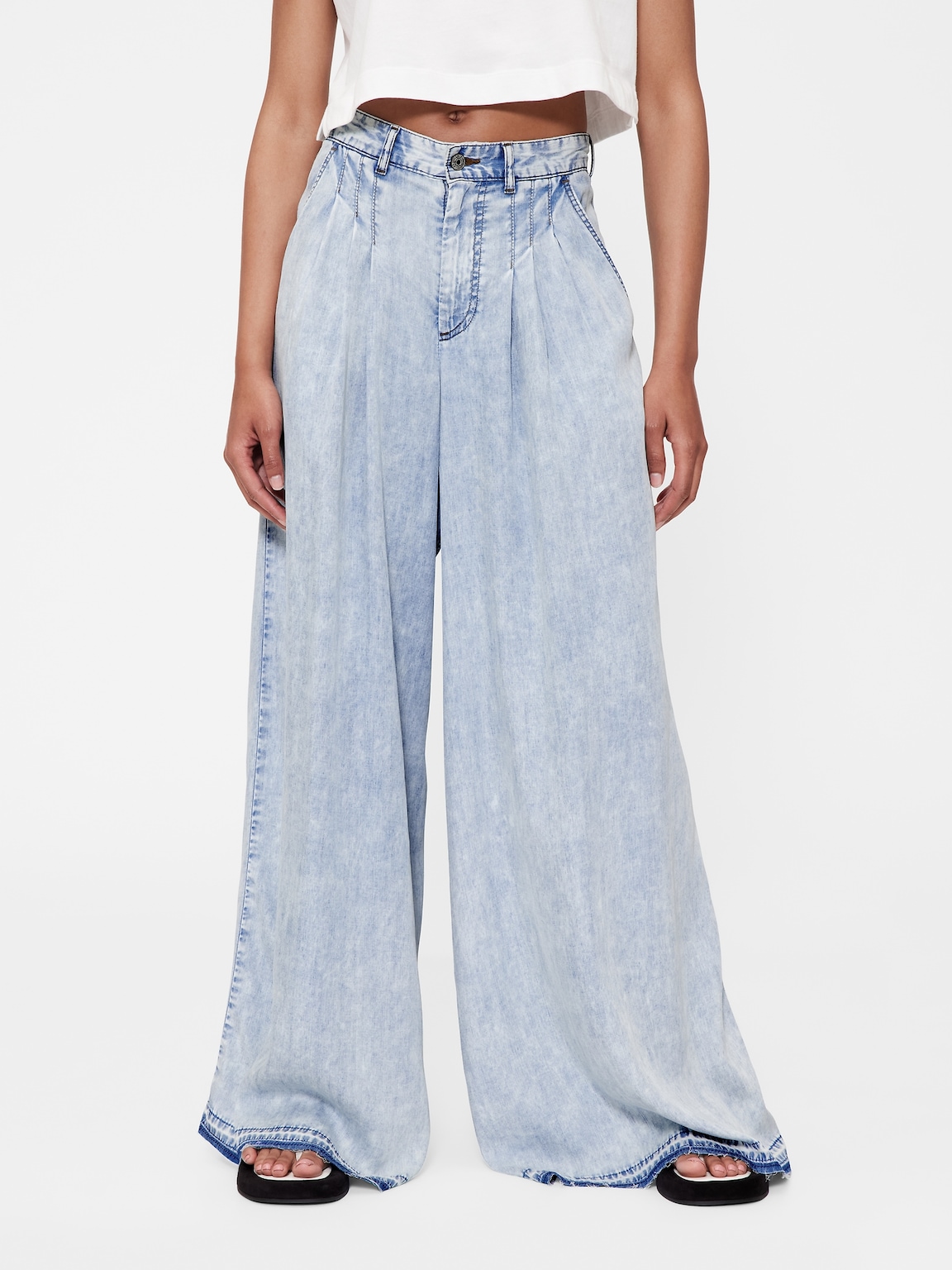 GapStudio High Rise Draped Denim Trousers