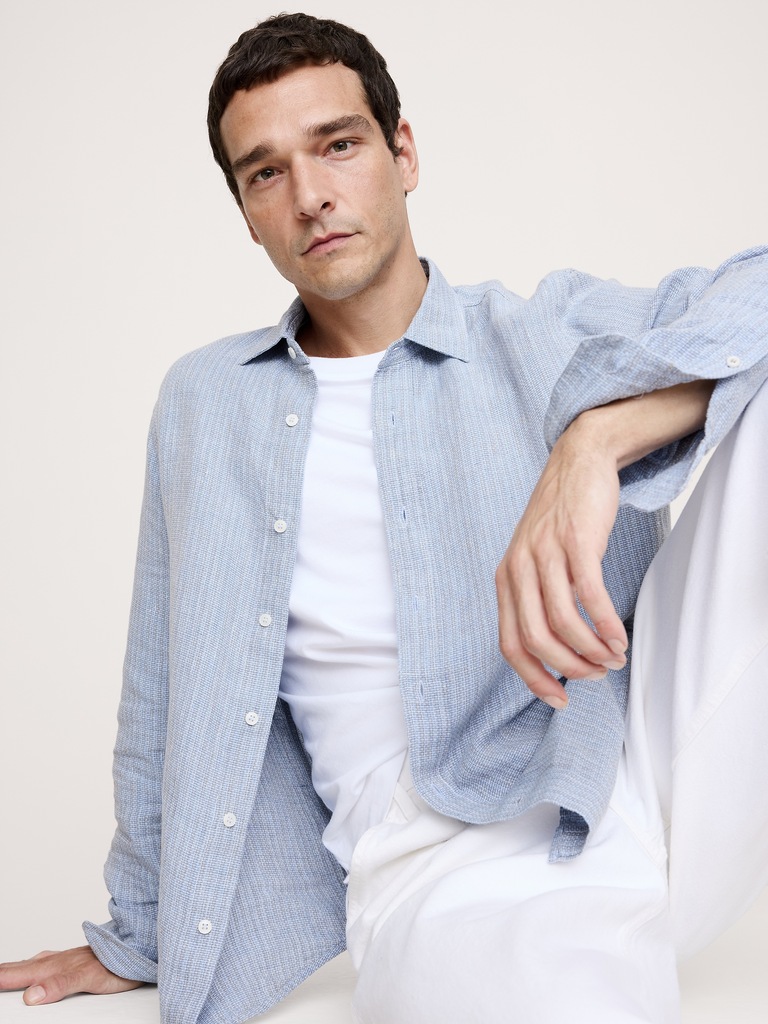 Textured Shirt with Linen