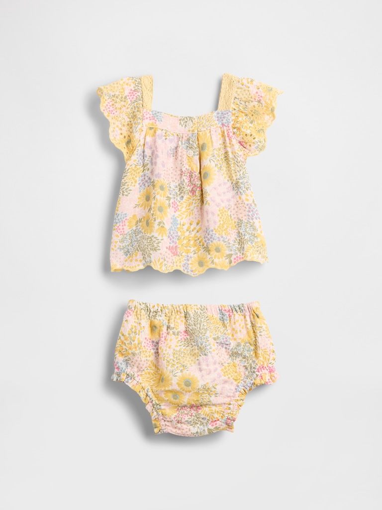 Baby Cotton Gauze Floral Outfit Set