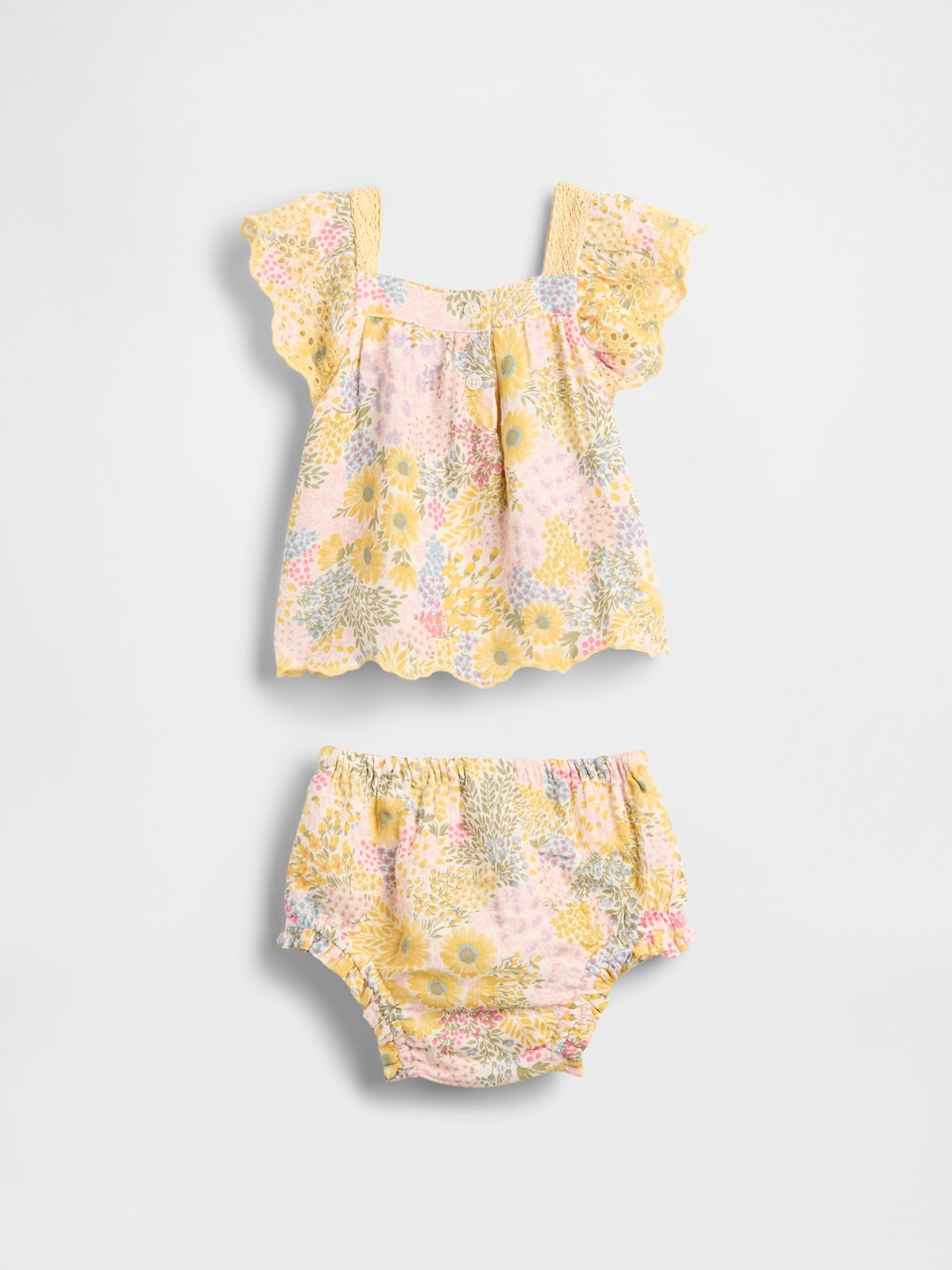 Baby Cotton Gauze Floral Outfit Set