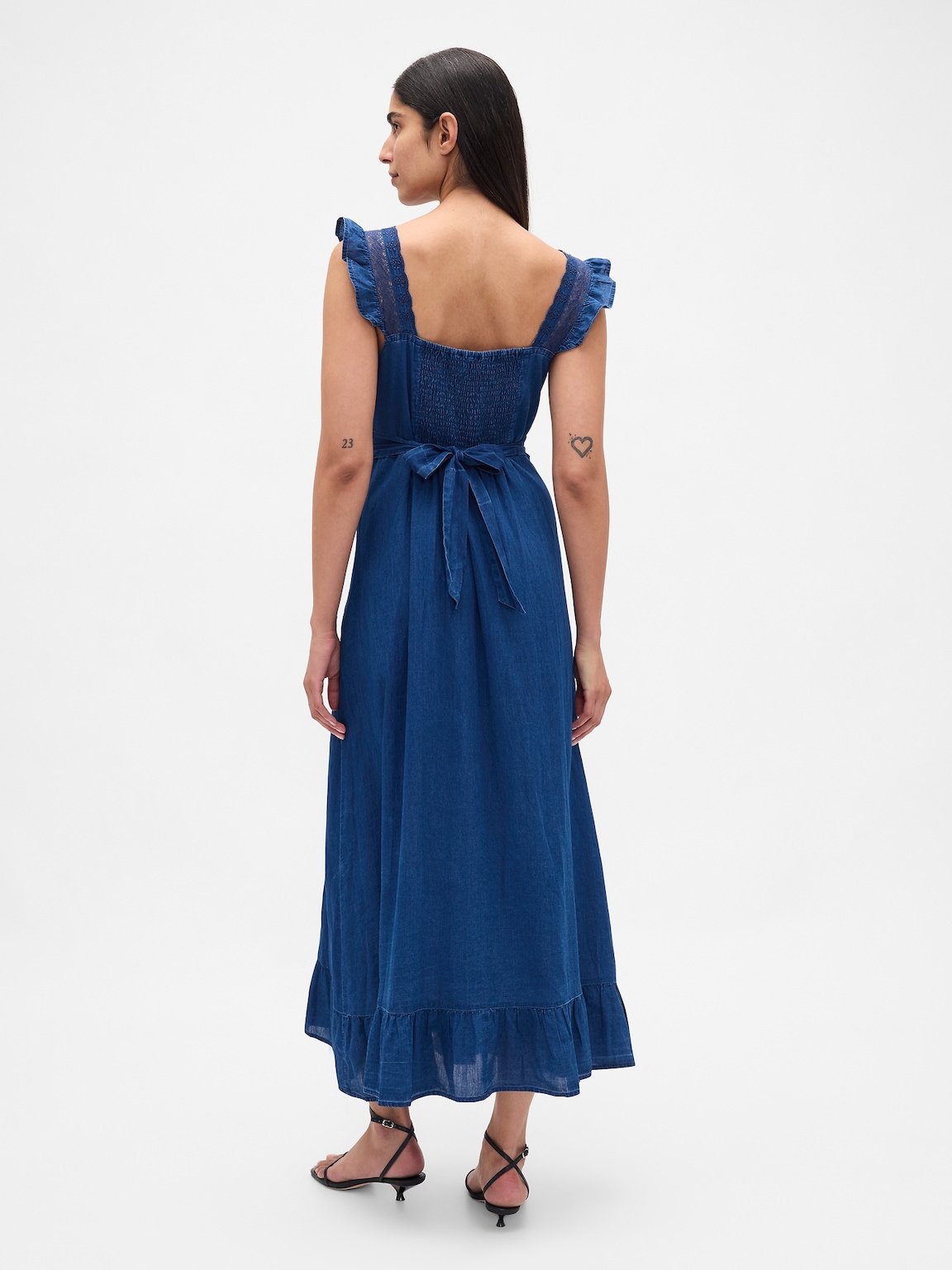 Indigo Ruffle-Trim Maxi Dress