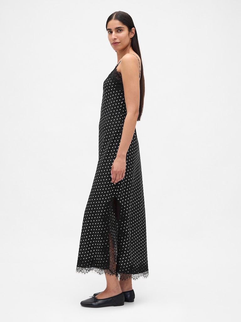 Lace-Trim Maxi Slip Dress