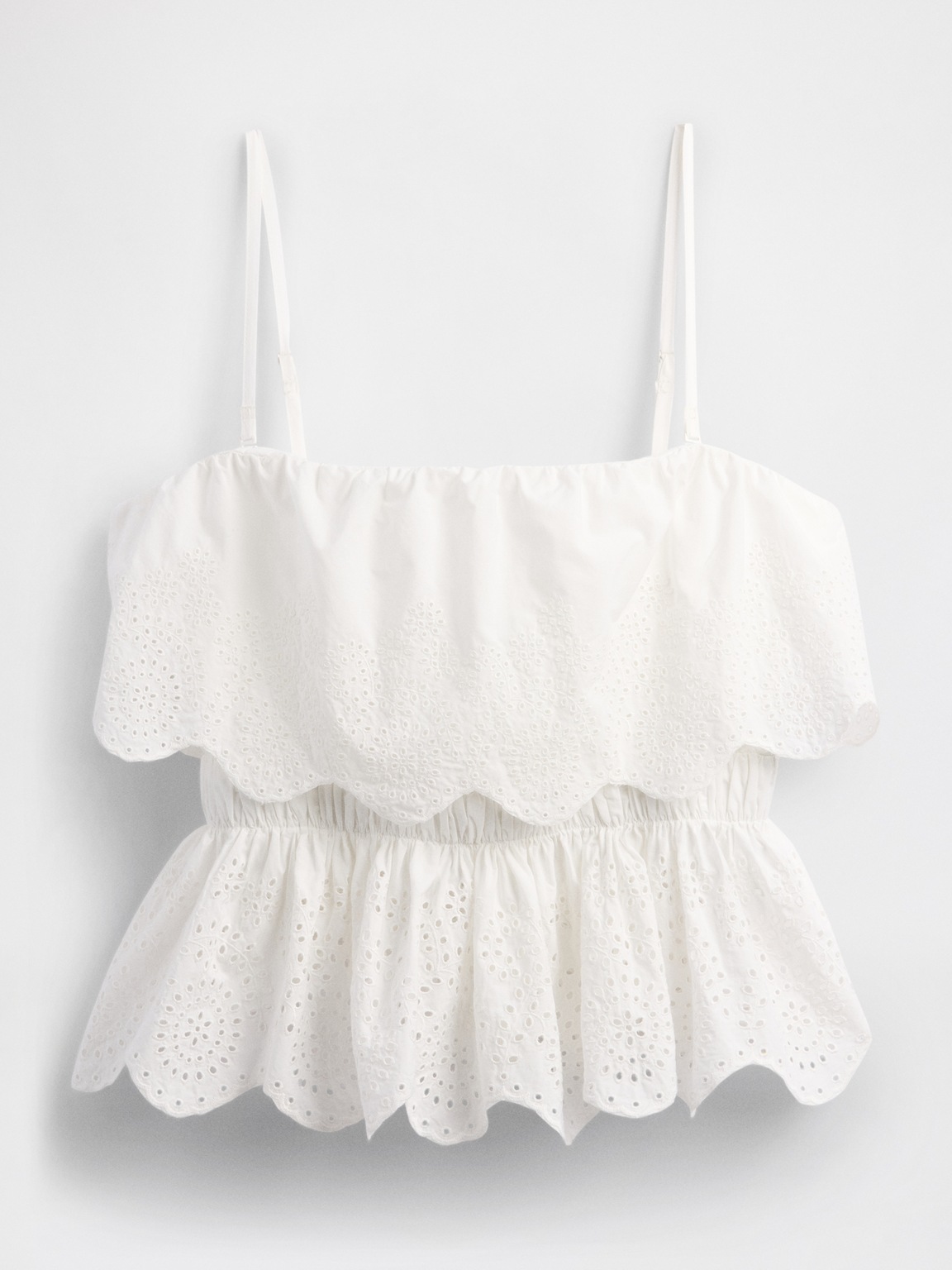 Poplin Eyelet Ruffle Top