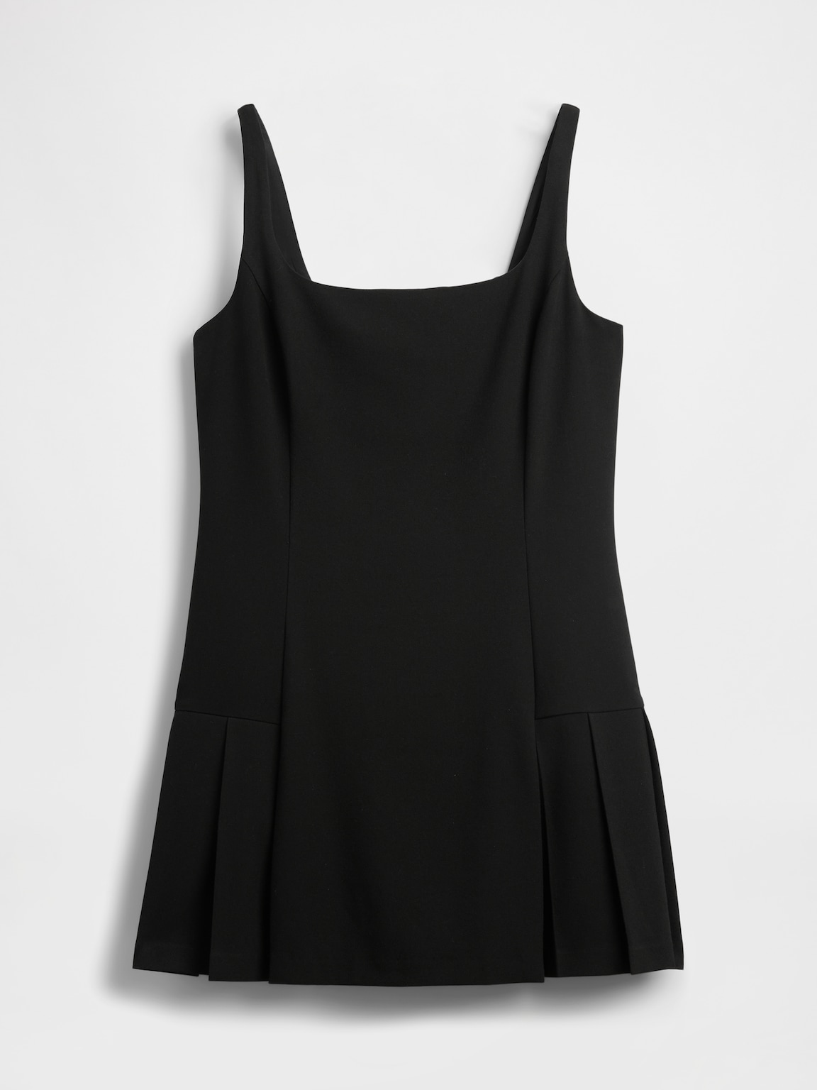 Square-Neck Pleated Mini Dress