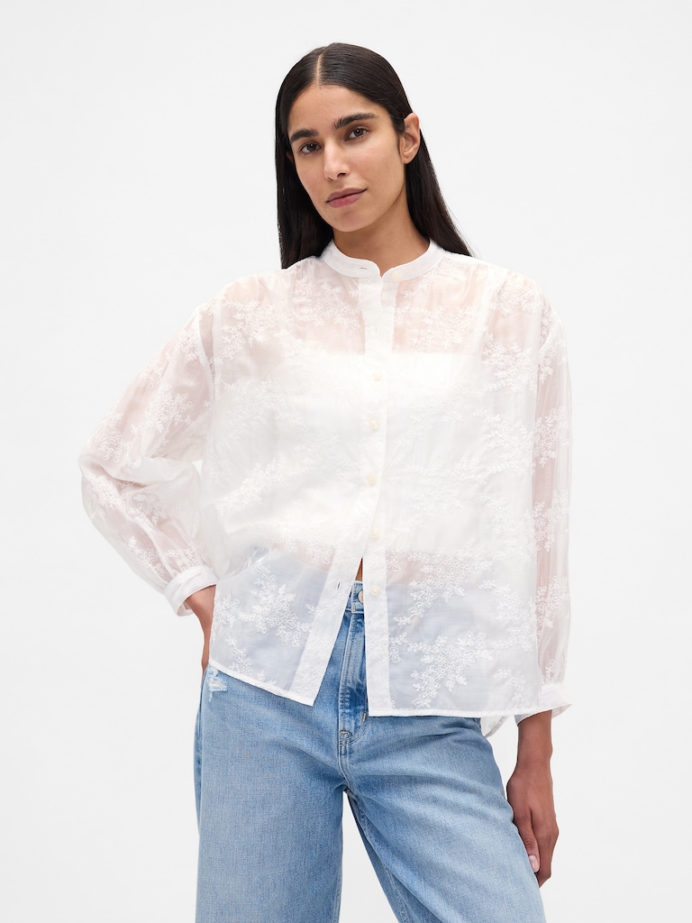 Sheer Voile Floral Shirt