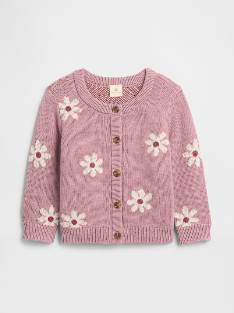 Baby Print Crewneck Cardigan