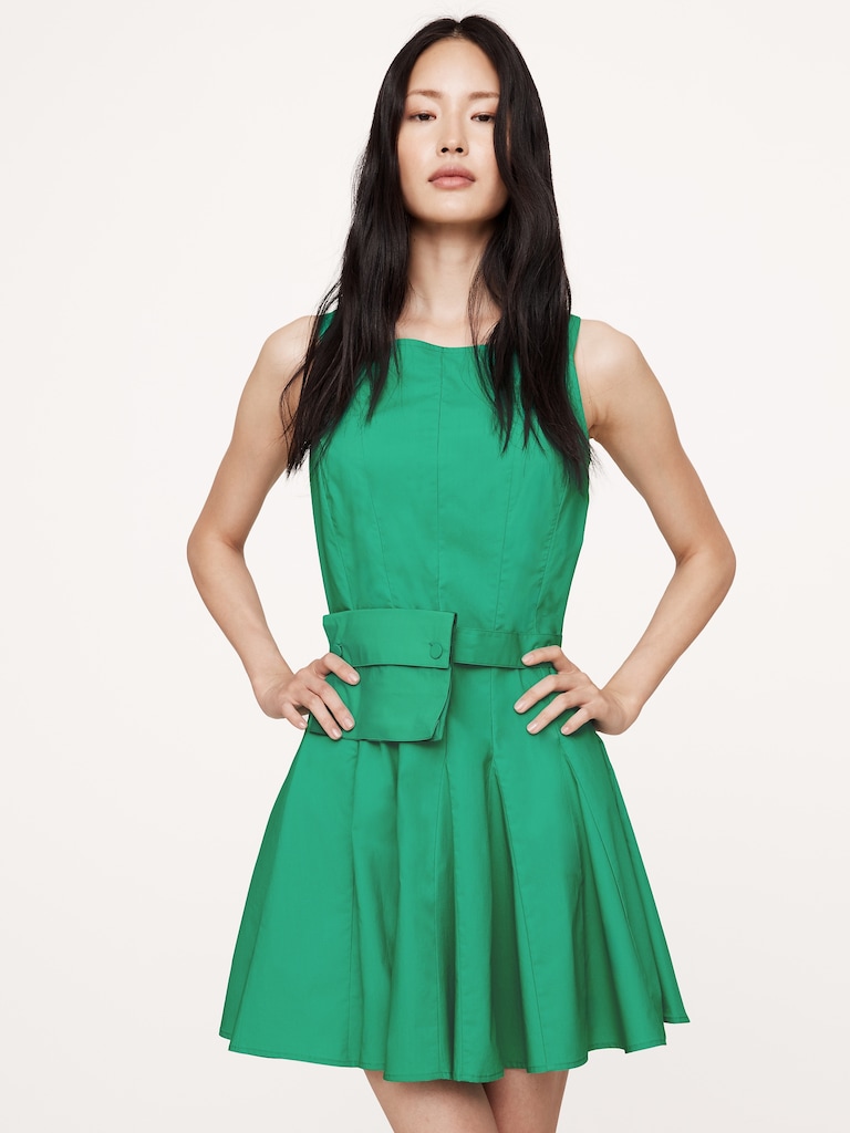 Cotton Poplin Mini Dress with Belt Bag