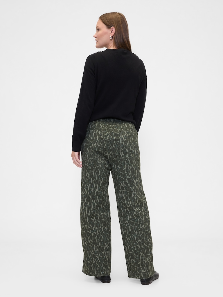 High Rise Print Easy Wide-Leg Khakis