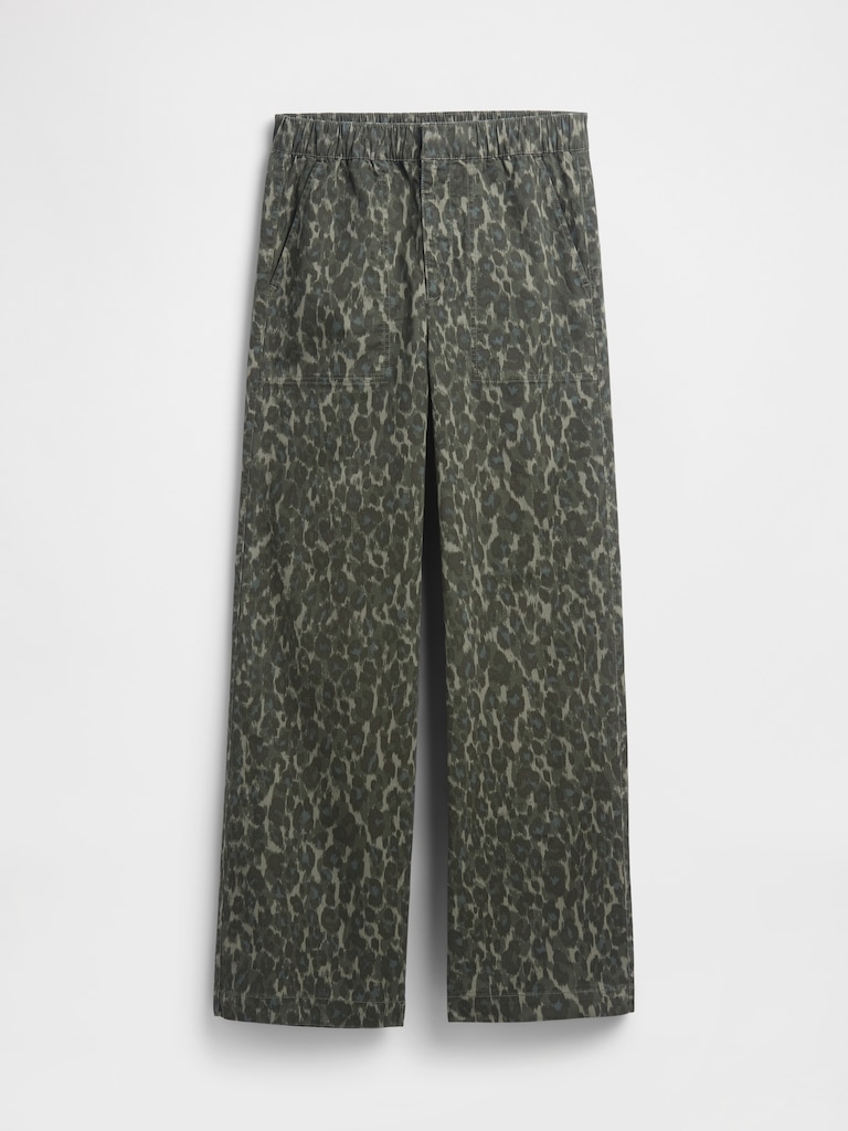 High Rise Print Easy Wide-Leg Khakis
