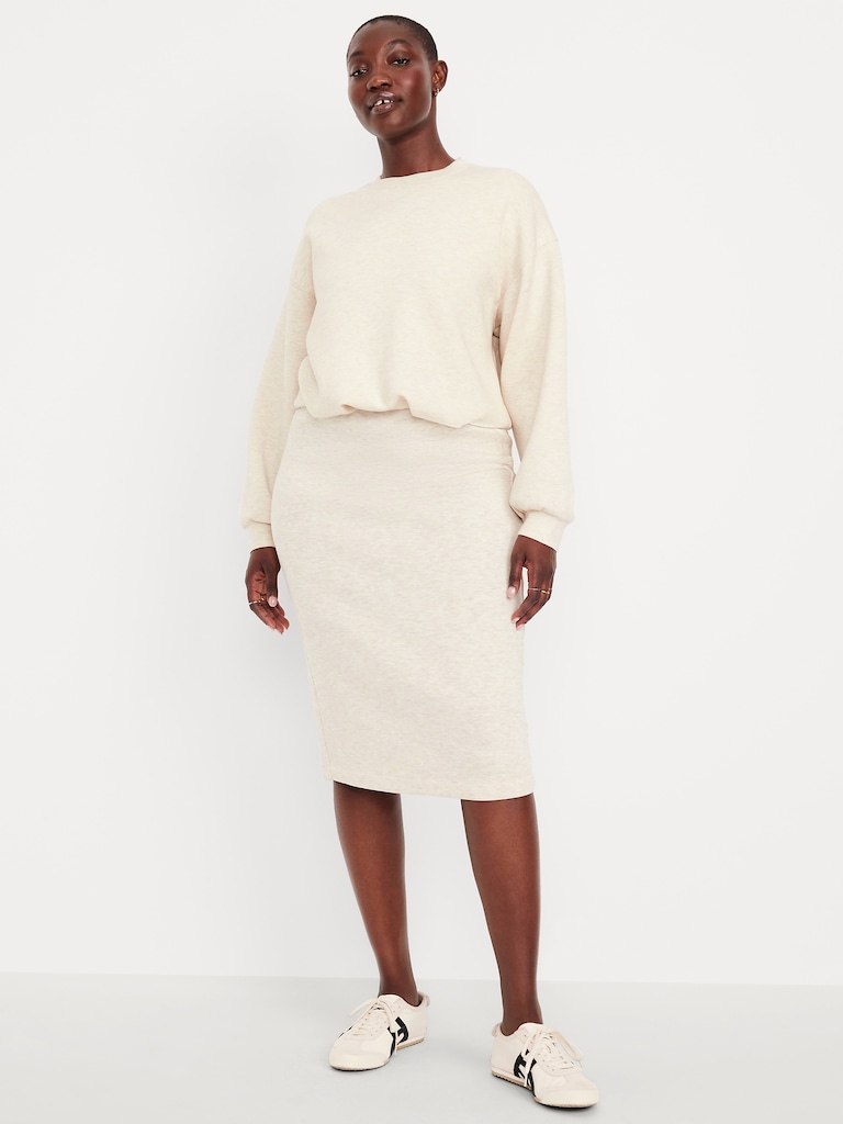 Extra High-Waisted Bounce Fleece Midi Skirt