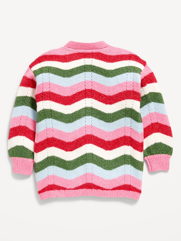 Printed Open-Front Cardigan Sweater for Toddler Girls