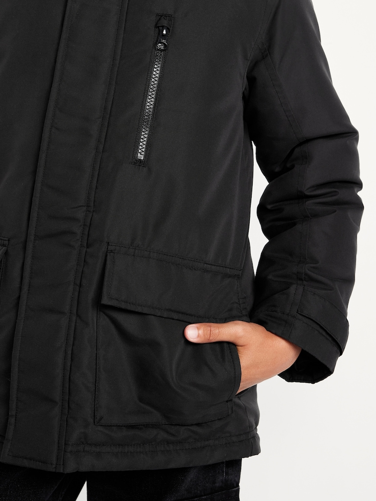 Water-Resistant Faux-Fur Hooded Parka Jacket for Boys