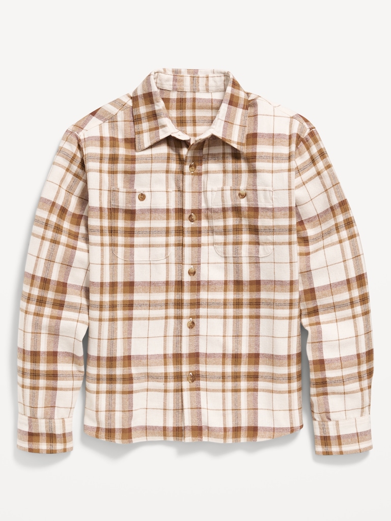 Long-Sleeve Pocket Plaid Flannel Shirt for Boys