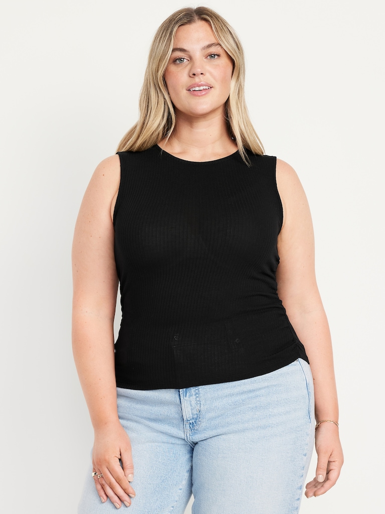 High-Neck Shirred Cropped Top
