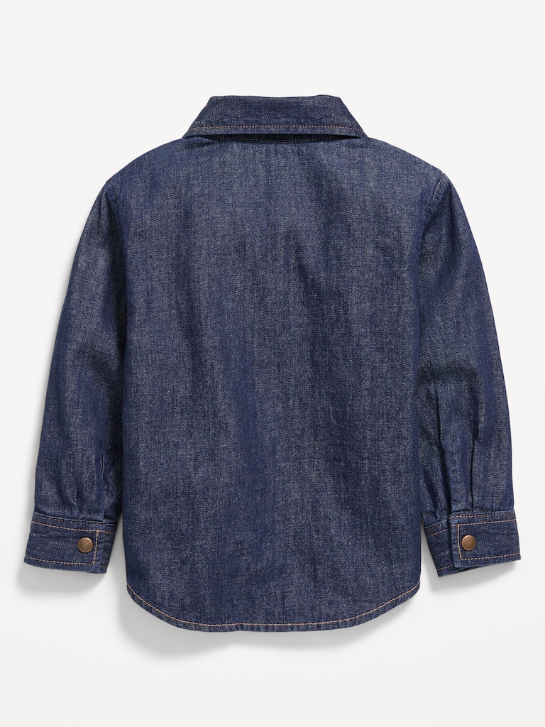 Long-Sleeve Pocket Jean Shirt for Toddler Boys