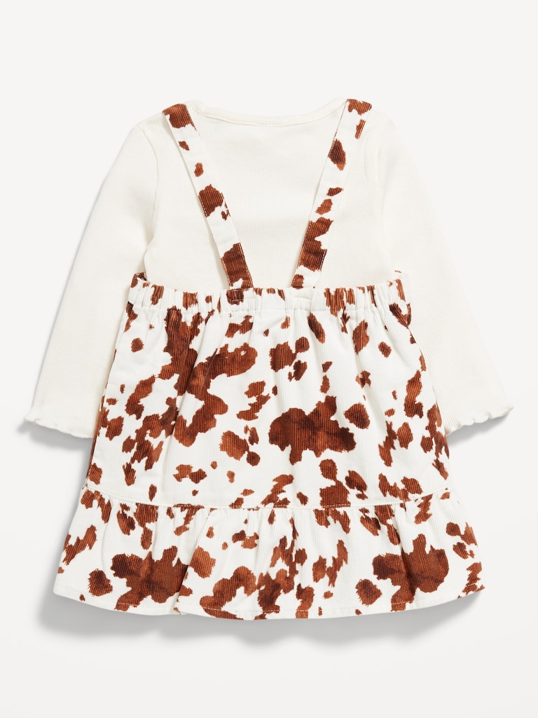 Long-Sleeve Ribbed T-Shirt and Corduroy Dress Set for Baby