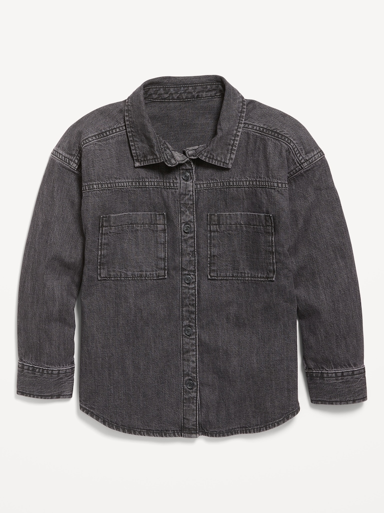 Oversized Pocket Jean Top for Girls